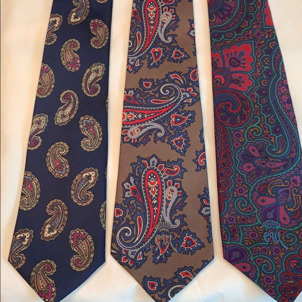 Men vintage ties set of 3 paisley design